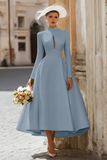 Satin A-Line Ivory Cut Out Midi Courthouse Wedding Dress