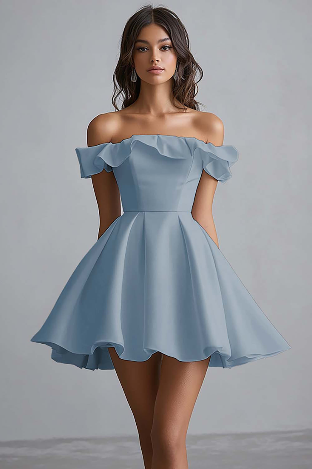 WEDTREND Women White Graduation Dress Off The Shoulder A Line Satin Ruffled Grad Ceremony Dress WEDTREND Women White Graduation Dress Off The Shoulder A Line Satin Ruffled Grad Ceremony Dress
