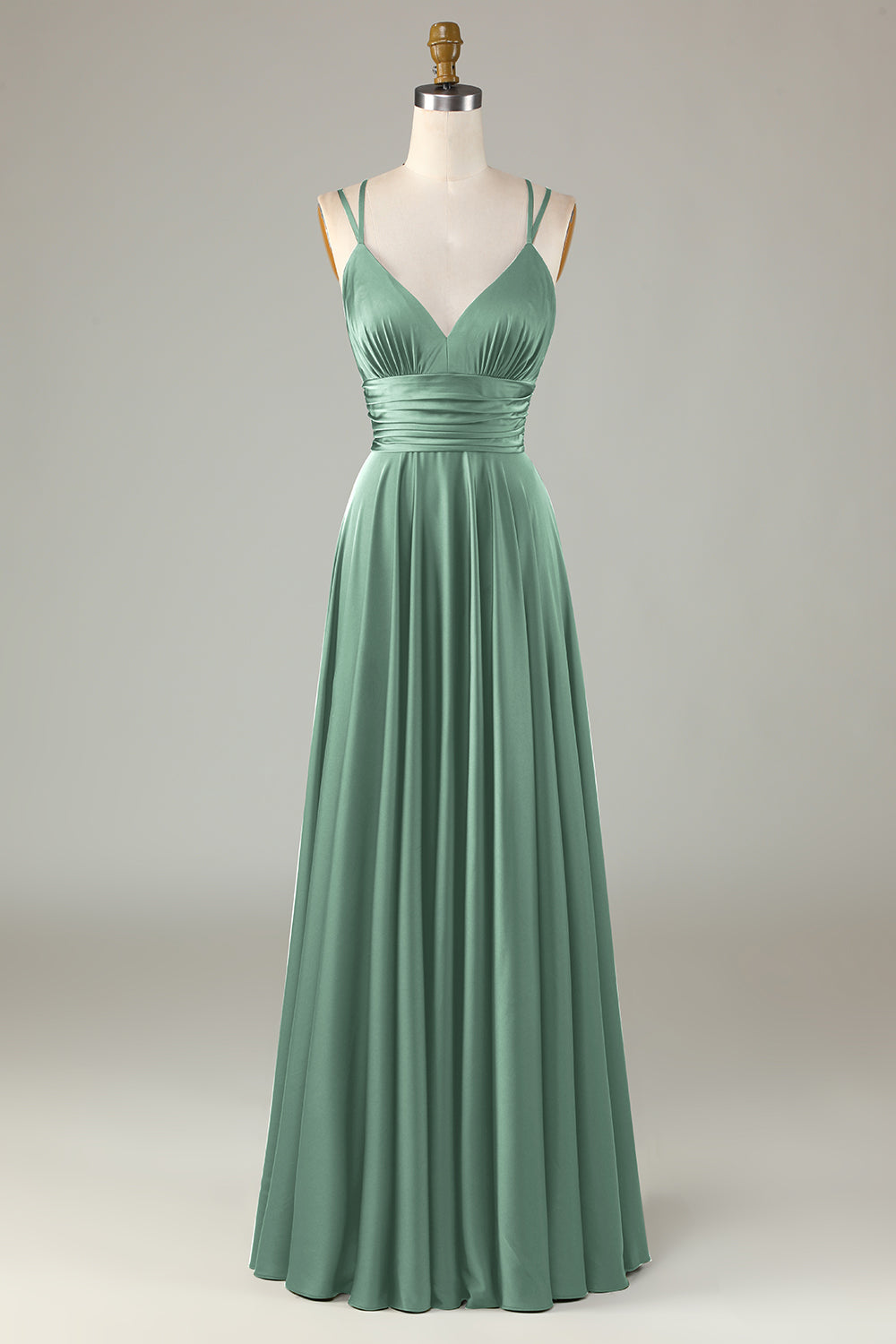 Wedtrend Women Eucalyptus Bridesmaid Dress A Line Spaghetti Straps Floor-Length Satin Wedding Guest Dress WEDTREND Wedtrend Women Eucalyptus Bridesmaid Dress A Line Spaghetti Straps Floor-Length Satin Wedding Guest Dress WEDTREND