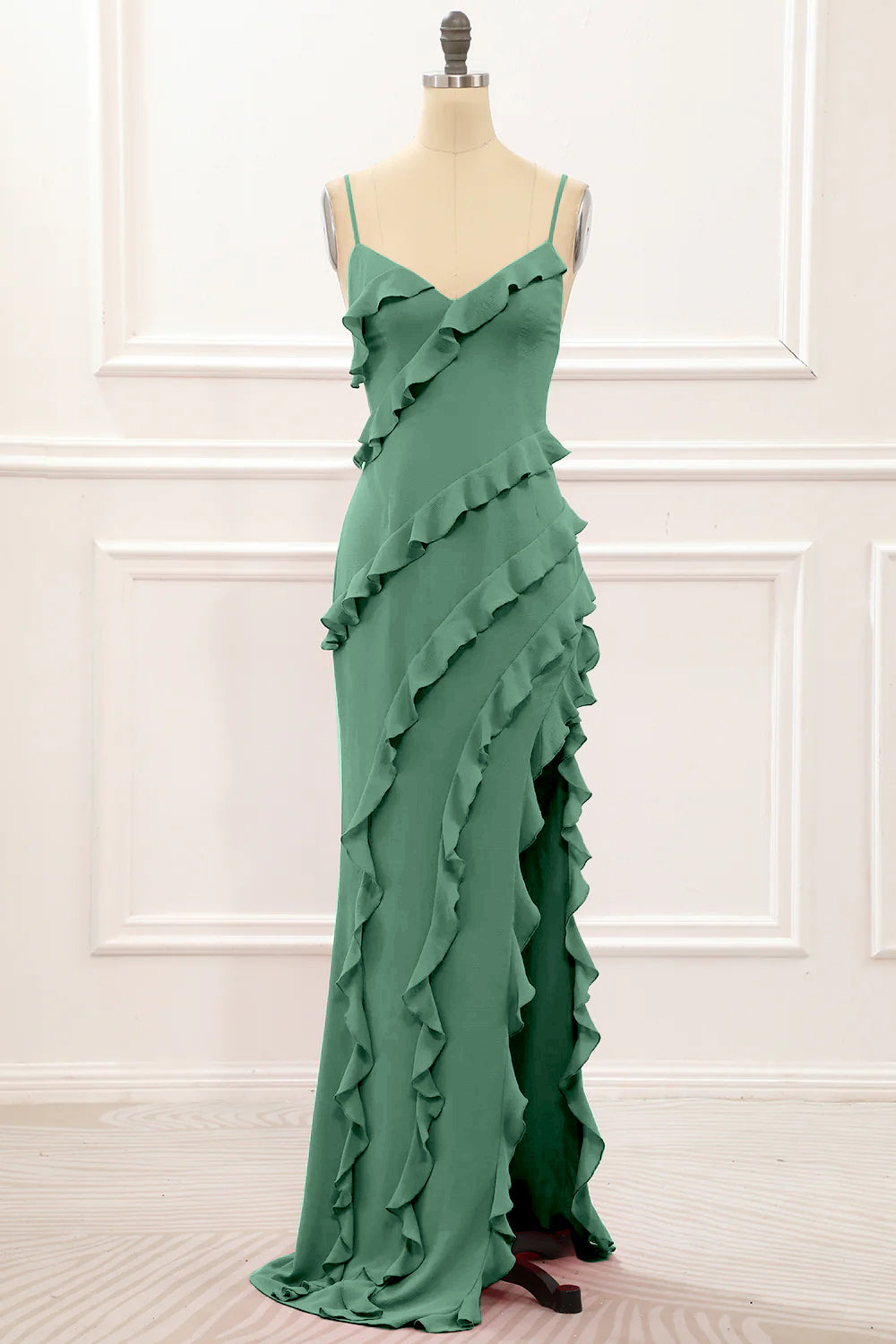 Wedtrend Women Jade Mermaid Bridesmaids Mermaid Spaghetti Straps Tiered Chiffon Floor Length Bridesmaid Dress Wedding Party Formal Dress, Eucalyptus Wedtrend Women Jade Mermaid Bridesmaids Mermaid Spaghetti Straps Tiered Chiffon Floor Length Bridesmaid Dress Wedding Party Formal Dress, Eucalyptus