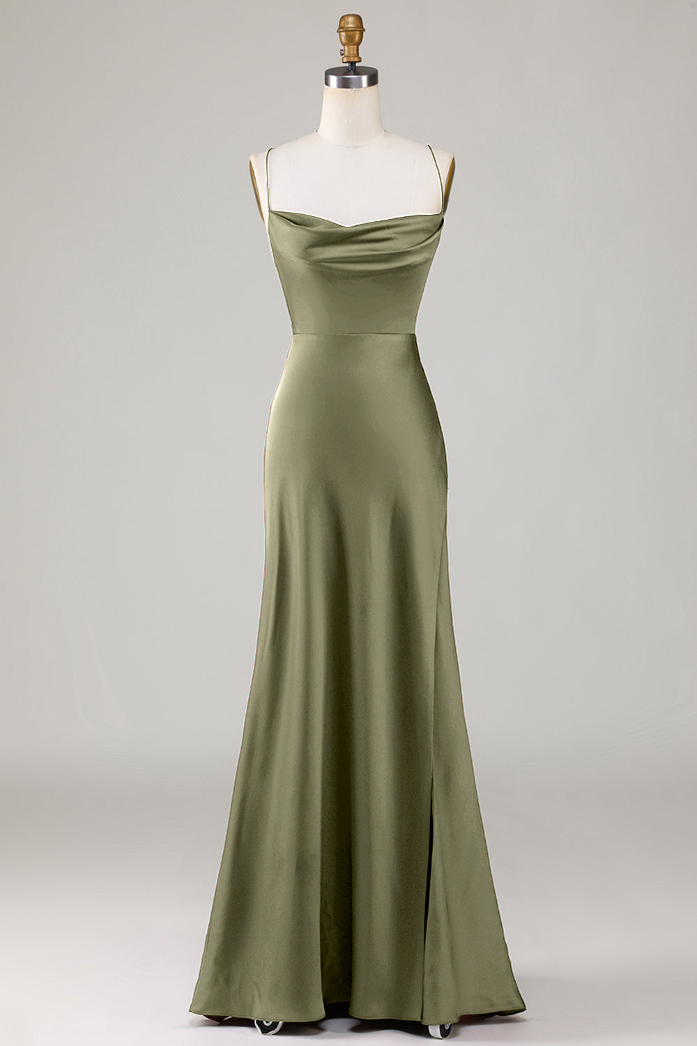 Wedtrend Women Bridesmaid Dress A-Line Spaghetti Straps Sleeveless Satin Maxi Dress with Slit, Eucalyptus / US18W Wedtrend Women Bridesmaid Dress A-Line Spaghetti Straps Sleeveless Satin Maxi Dress with Slit, Eucalyptus / US18W