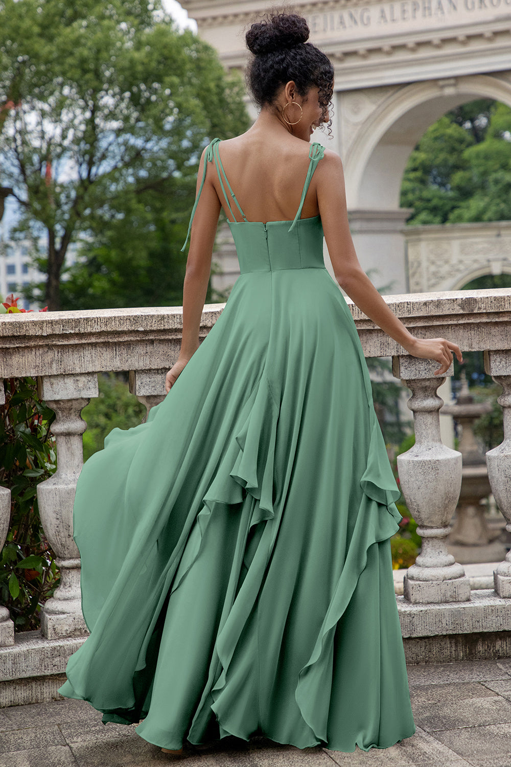 Wedtrend Women Pine Asymmetrical Bridesmaid Dress with Ruffles A Line Spaghetti Straps Chiffon Long Wedding Party Guest Dress WEDTREND Wedtrend Women Pine Asymmetrical Bridesmaid Dress with Ruffles A Line Spaghetti Straps Chiffon Long Wedding Party Guest Dress WEDTREND