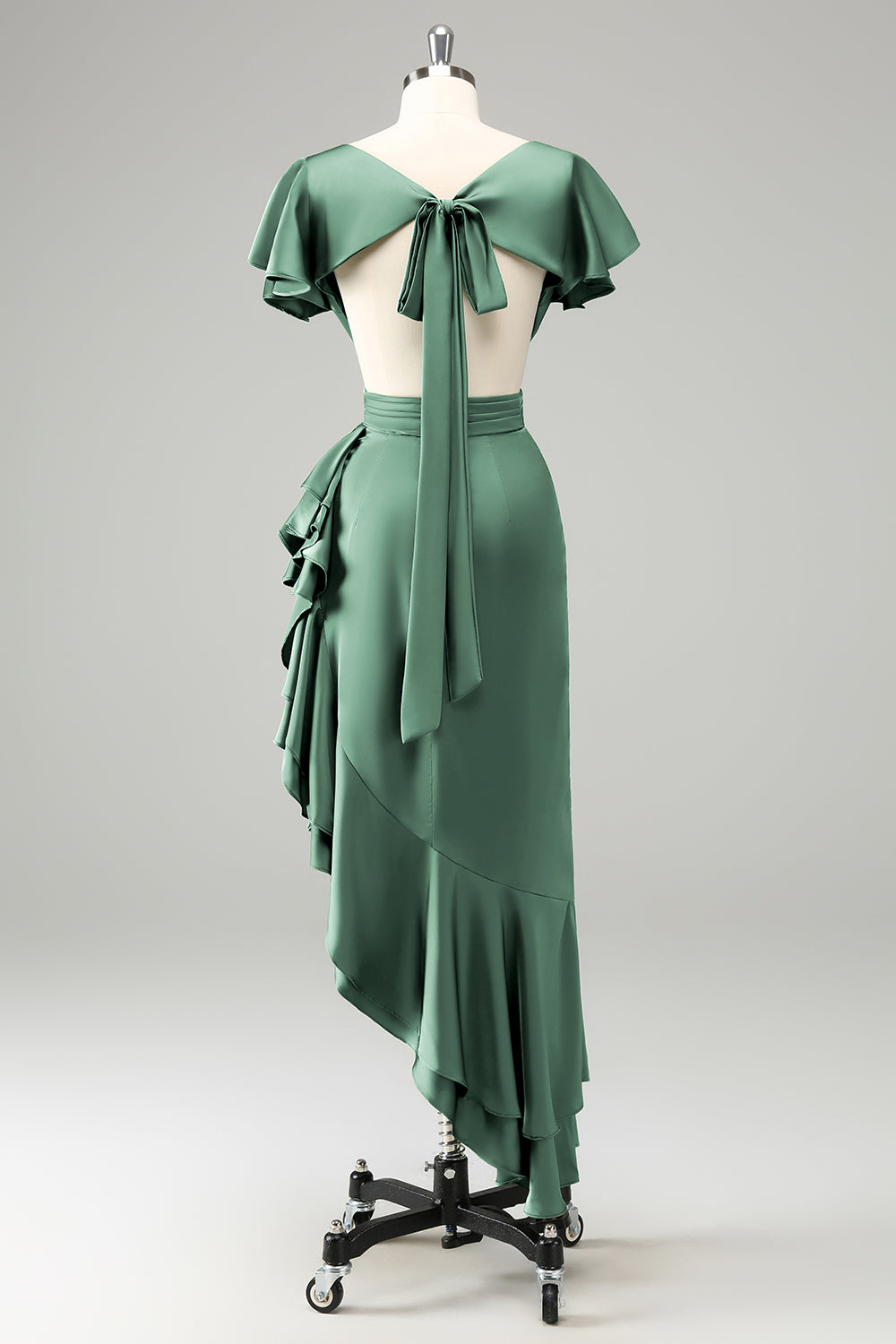 Wedtrend Women Elegant Olive Bridesmaid Dress A Line V Neck Short Sleeves Asymmetrical Guest Dress with Ruffles WEDTREND Wedtrend Women Elegant Olive Bridesmaid Dress A Line V Neck Short Sleeves Asymmetrical Guest Dress with Ruffles WEDTREND