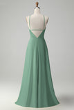 Stylish Yellow A Line Halter Pleated Long Bridesmaid Dress with Flower