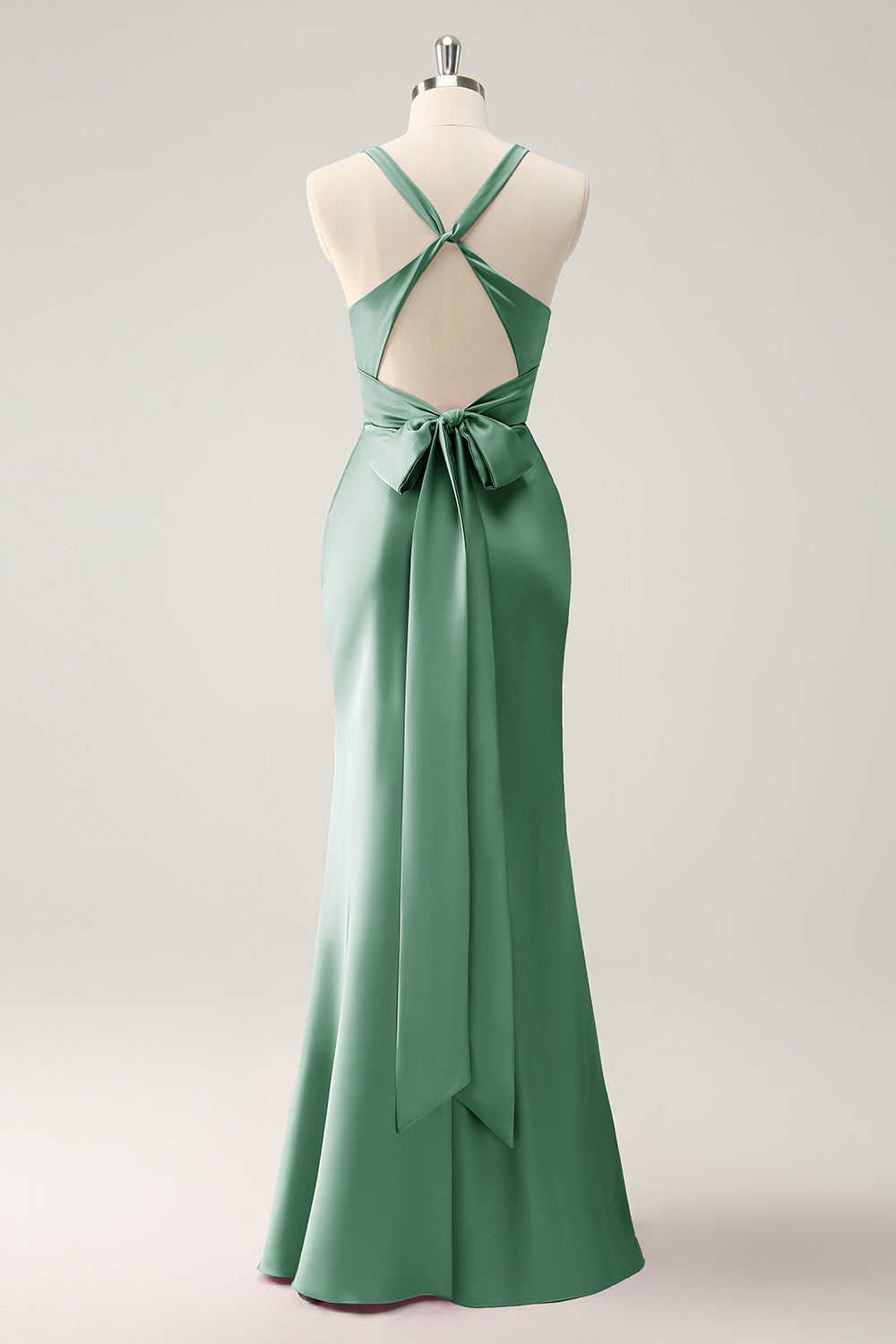 Wedtrend Women Elegant Sage Bridesmaid Dress Mermaid Deep V Neck Pleated Backless long Dress with Lace Up Back WEDTREND Wedtrend Women Elegant Sage Bridesmaid Dress Mermaid Deep V Neck Pleated Backless long Dress with Lace Up Back WEDTREND