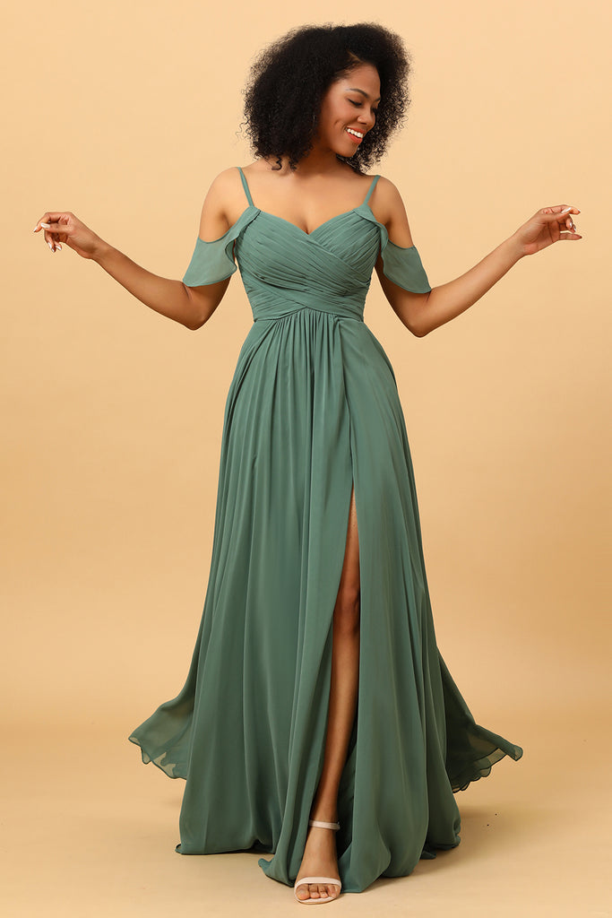 Ivory Bridesmaid Dresses Charming Spaghetti Straps A Line Stretch Satin Bridesmaid Dress With Slit