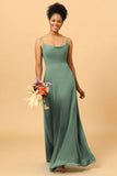 A Line Spaghetti Straps Floor-Length Chiffon Bridesmaid Dress