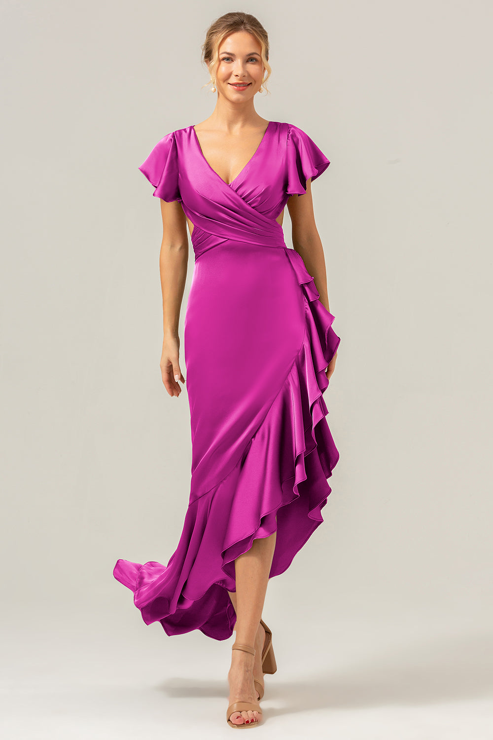 purple green bridesmaid dresses Leely Women Floral Green and Purple Long Bridesmaid Dress with Slit Cold Shoulder A Line Wedding Guest Dress with Bow