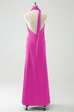 Burgundy Sheath Convertible Deep V Neck Ruched Long Bridesmaid Dress with Open Back
