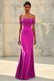 Dusty Sage Mermaid Off Shoulder Chiffon Long Formal Dress