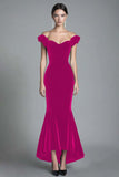 Black Off the Shoulder Mermaid Velvet Long Formal Dress