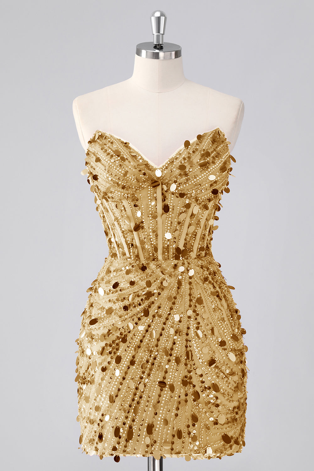 WEDTREND Women Sparkly Gold Homecoming Dress Bodycon Strapless Short Corset Cocktail Dress with Sequins WEDTREND Women Sparkly Gold Homecoming Dress Bodycon Strapless Short Corset Cocktail Dress with Sequins