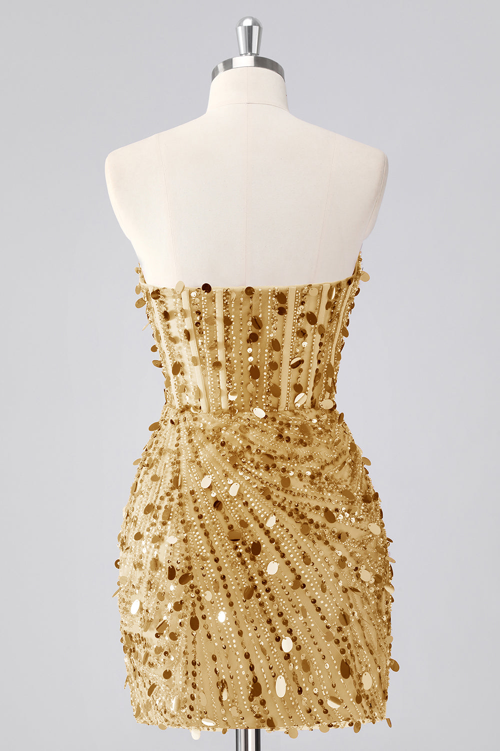 WEDTREND Women Sparkly Gold Homecoming Dress Bodycon Strapless Short Corset Cocktail Dress with Sequins WEDTREND Women Sparkly Gold Homecoming Dress Bodycon Strapless Short Corset Cocktail Dress with Sequins