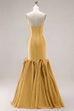 Fuchsia Strapless Mermaid Satin Long Prom Dress with 3D Flowers