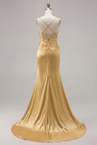 Mermaid Fuchsia Satin Cut Out Ruched Long Prom Dress with Slit