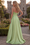 Fuchsia Strapless A Line Satin Maxi Prom Dress