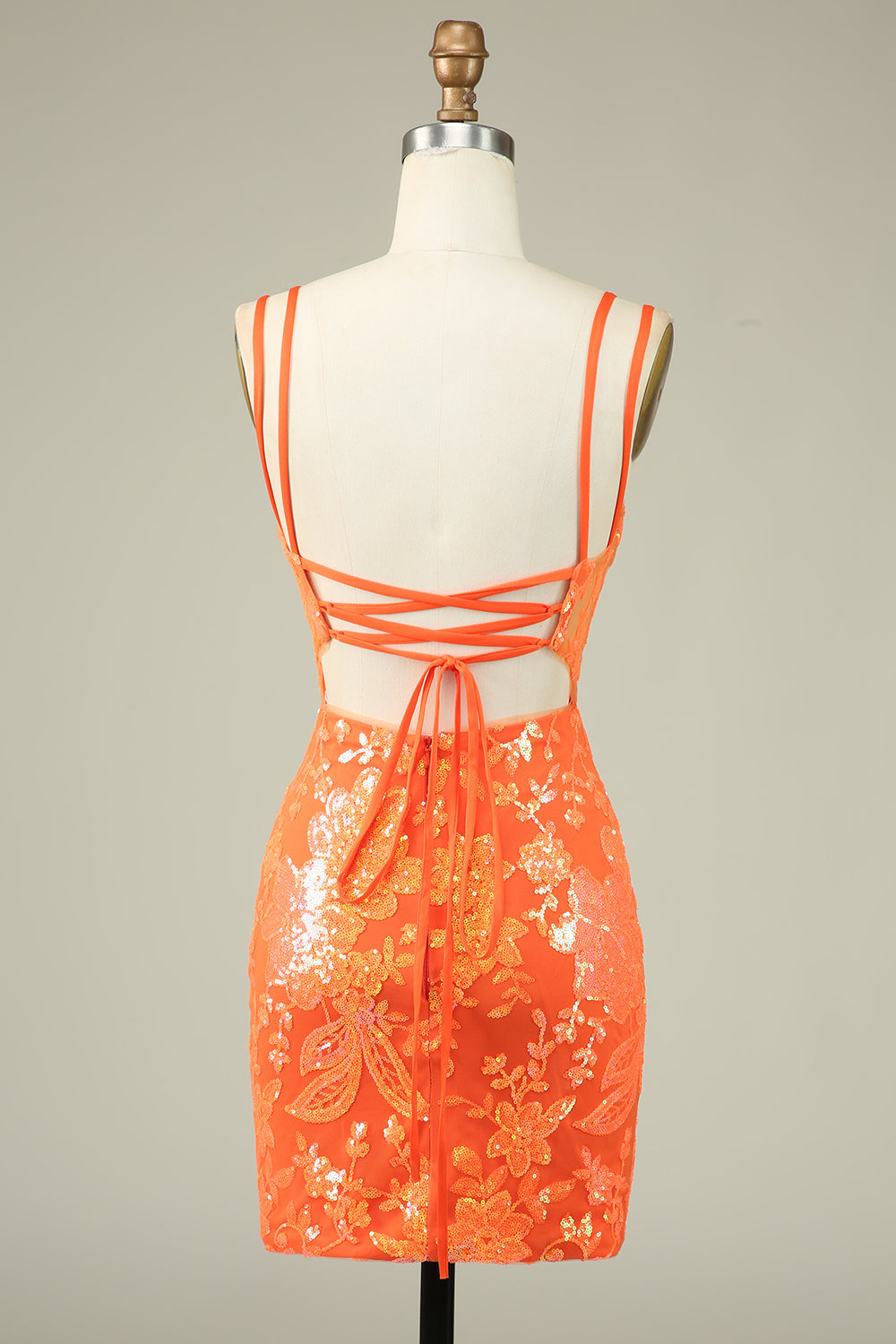 Wedtrend Women Gorgeous Orange Homecoming Dress with Lace Up Back Spaghetti Straps Tight Glittler Short Cocktail Party Dress WEDTREND Wedtrend Women Gorgeous Orange Homecoming Dress with Lace Up Back Spaghetti Straps Tight Glittler Short Cocktail Party Dress WEDTREND
