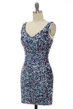 Classy Royal Blue Sheath V Neck Sequin Fitted Short Homecoming Dress