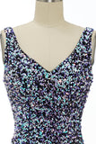 Classy Royal Blue Sheath V Neck Sequin Fitted Short Homecoming Dress