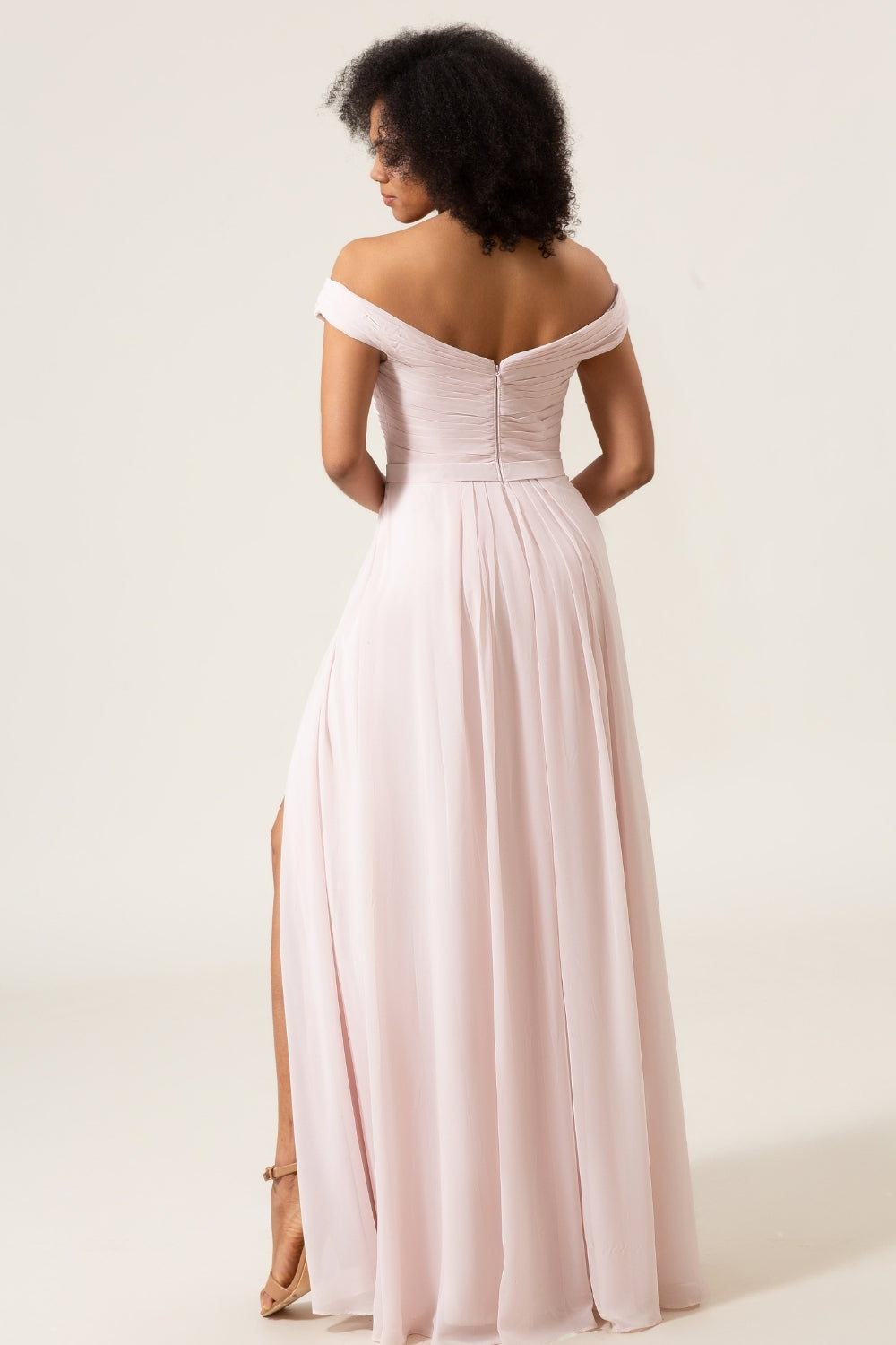 Wedtrend Women Blush Pink Bridesmaid Dress A-Line Off the Shoulder Chiffon Pleated Formal Dress with Slit WEDTREND Wedtrend Women Blush Pink Bridesmaid Dress A-Line Off the Shoulder Chiffon Pleated Formal Dress with Slit WEDTREND