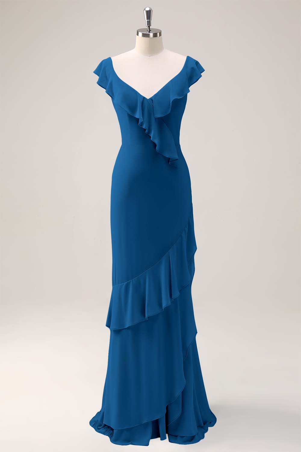 Wedtrend Women Dusty Sage Bridesmaid Dress with Ruffles Sheath V Neck Open Back Chiffon Long Wedding Party Dress WEDTREND Wedtrend Women Dusty Sage Bridesmaid Dress with Ruffles Sheath V Neck Open Back Chiffon Long Wedding Party Dress WEDTREND