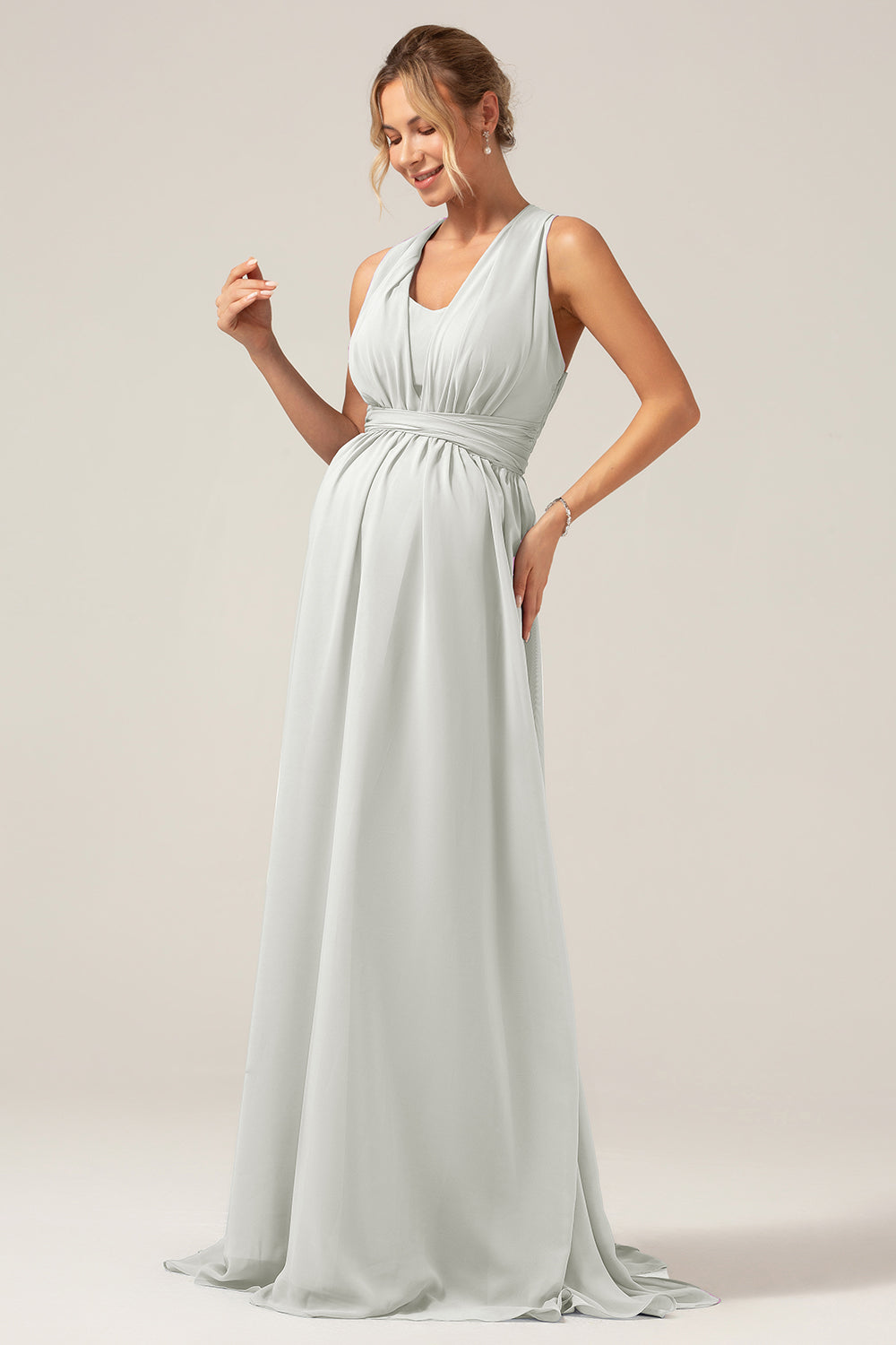 Wedtrend Women Maternity Bridesmaid Dress A Line Chiffon Convertible Dusty Blue Wedding Party Dress WEDTREND Wedtrend Women Maternity Bridesmaid Dress A Line Chiffon Convertible Dusty Blue Wedding Party Dress WEDTREND