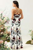 Mermaid Spaghetti Straps Flower Embroidery Floor-Length Party Dress