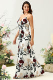 Mermaid Spaghetti Straps Flower Embroidery Floor-Length Party Dress