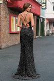 Light Blue Mermaid Sparkly Sequins Long Prom Dress with Slit