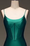 Dark Green Mermaid Spaghetti Straps Long Prom Dress With Sleeveless