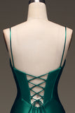 Dark Green Mermaid Spaghetti Straps Long Prom Dress With Sleeveless