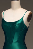 Dark Green Mermaid Spaghetti Straps Long Prom Dress With Sleeveless