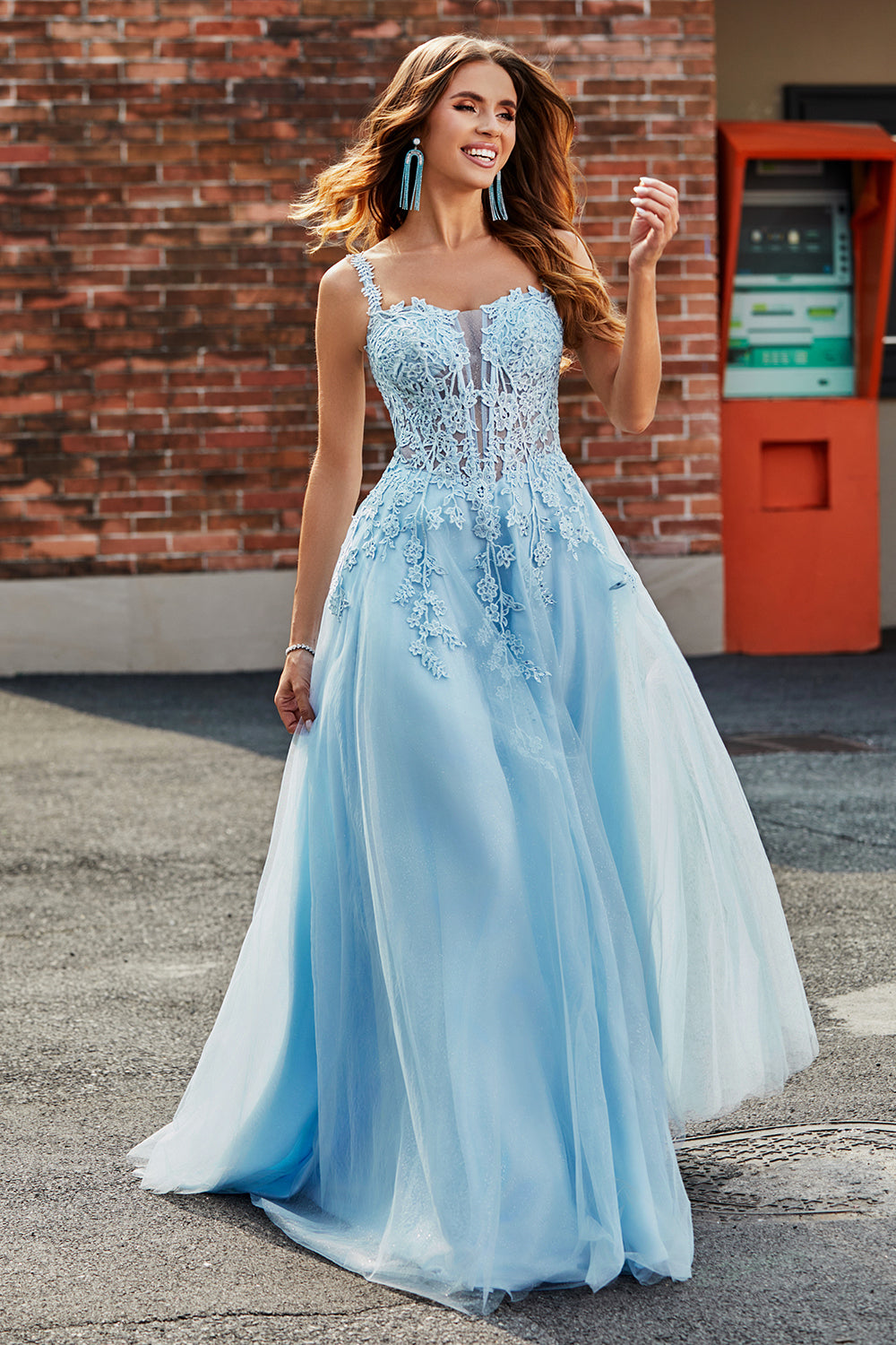 Wedtrend Women Light Blue Prom Dress A-Line Rhinestones Accents Corset Formal Dress with Appliques, Light Blue / US6 Wedtrend Women Light Blue Prom Dress A-Line Rhinestones Accents Corset Formal Dress with Appliques, Light Blue / US6