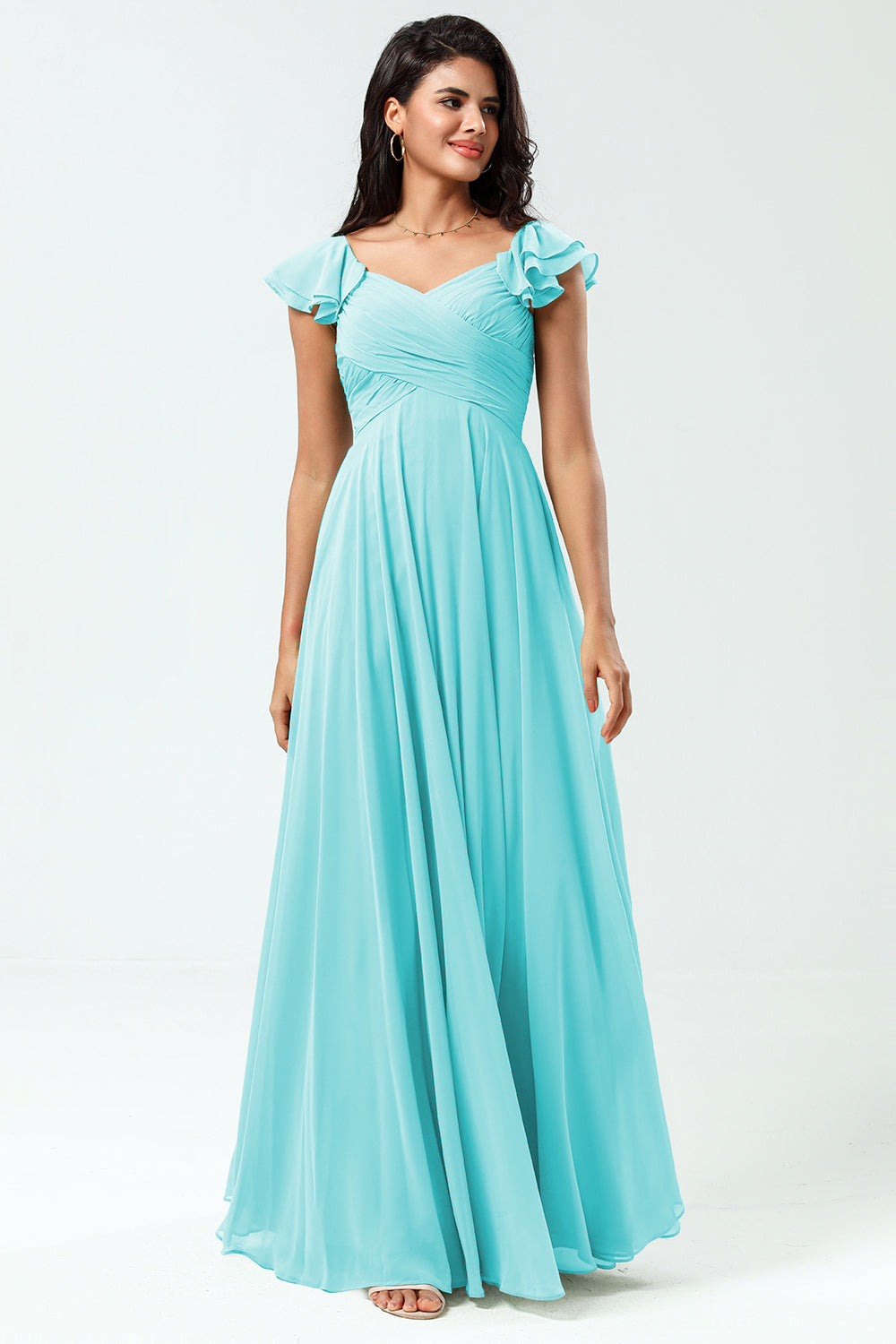 Wedtrend Women Chiffon Bridesmaids Tiered Lace-Up Back Cross A Line Floor Length Bridesmaid Dress Wedding Party Formal Dress, Jade Wedtrend Women Chiffon Bridesmaids Tiered Lace-Up Back Cross A Line Floor Length Bridesmaid Dress Wedding Party Formal Dress, Jade