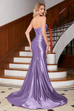 Sparkly Dark Green Mermaid Strapless Keyhole Corset Long Prom Dress with Slit