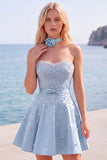 Fuchsia Sweetheart A Line Pearl Homecoming Dress with Choker