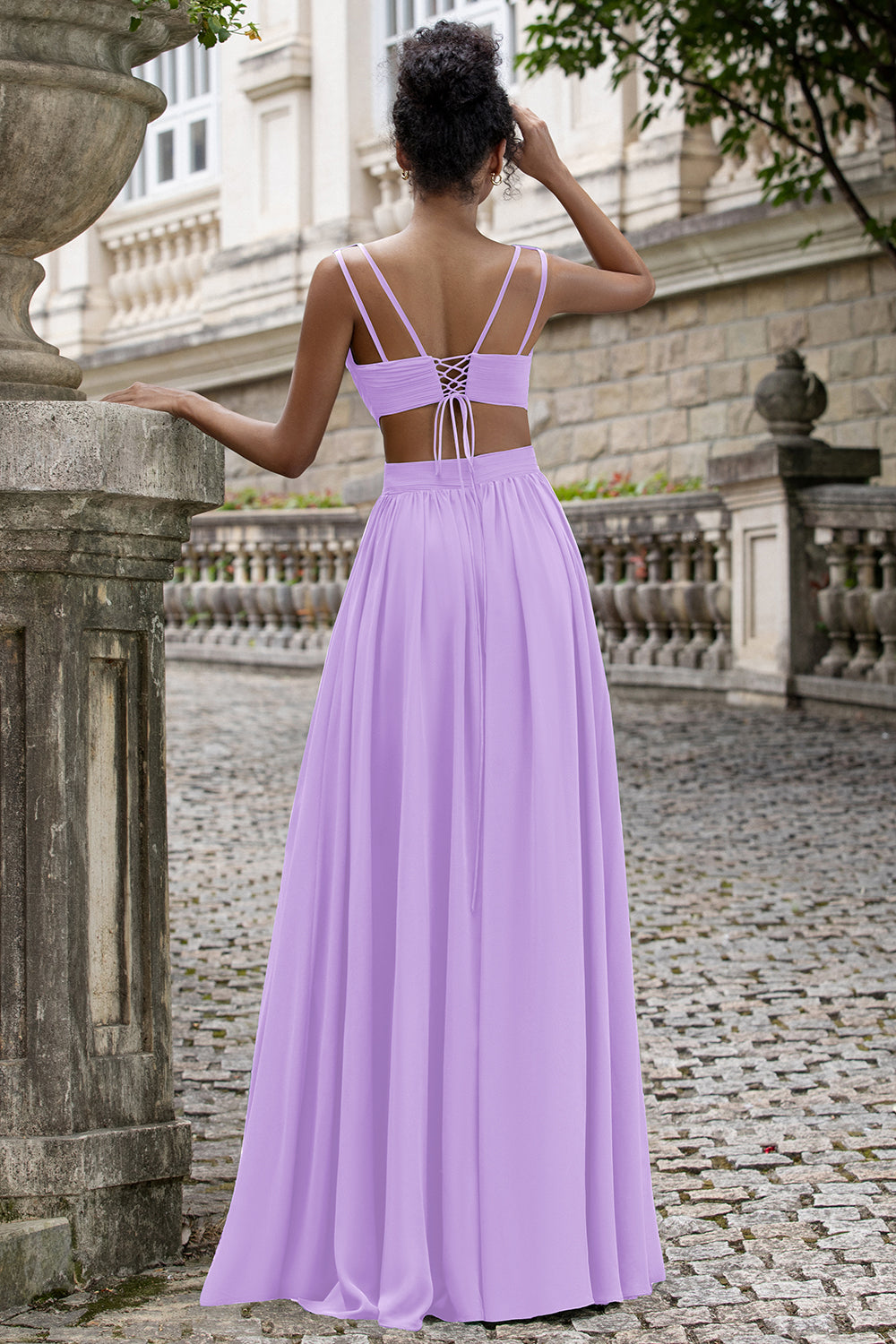 Wedtrend Women Ink Blue Wedding Party Guest Dress A Line V Neck Pleated Backless Chiffon Maxi Dress with Lace Up Back, Lilac / US8 Wedtrend Women Ink Blue Wedding Party Guest Dress A Line V Neck Pleated Backless Chiffon Maxi Dress with Lace Up Back, Lilac / US8