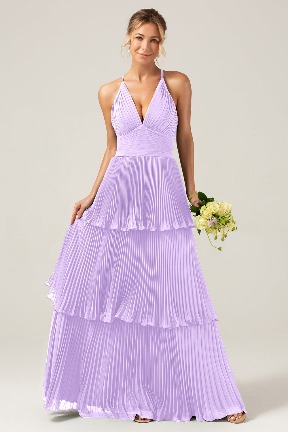Wedtrend Women Dusty Rose Bridesmaid Dress A-Line Halter Tiered Floor Length Chiffon Long Wedding Party Dress WEDTREND Wedtrend Women Dusty Rose Bridesmaid Dress A-Line Halter Tiered Floor Length Chiffon Long Wedding Party Dress WEDTREND