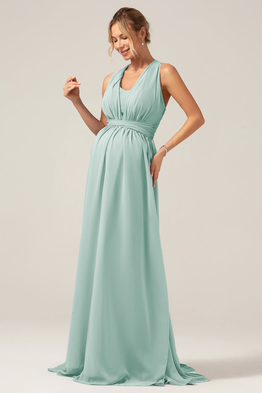 Wedtrend Women Maternity Bridesmaid Dress A Line Chiffon Convertible Dusty Blue Wedding Party Dress WEDTREND Wedtrend Women Maternity Bridesmaid Dress A Line Chiffon Convertible Dusty Blue Wedding Party Dress WEDTREND