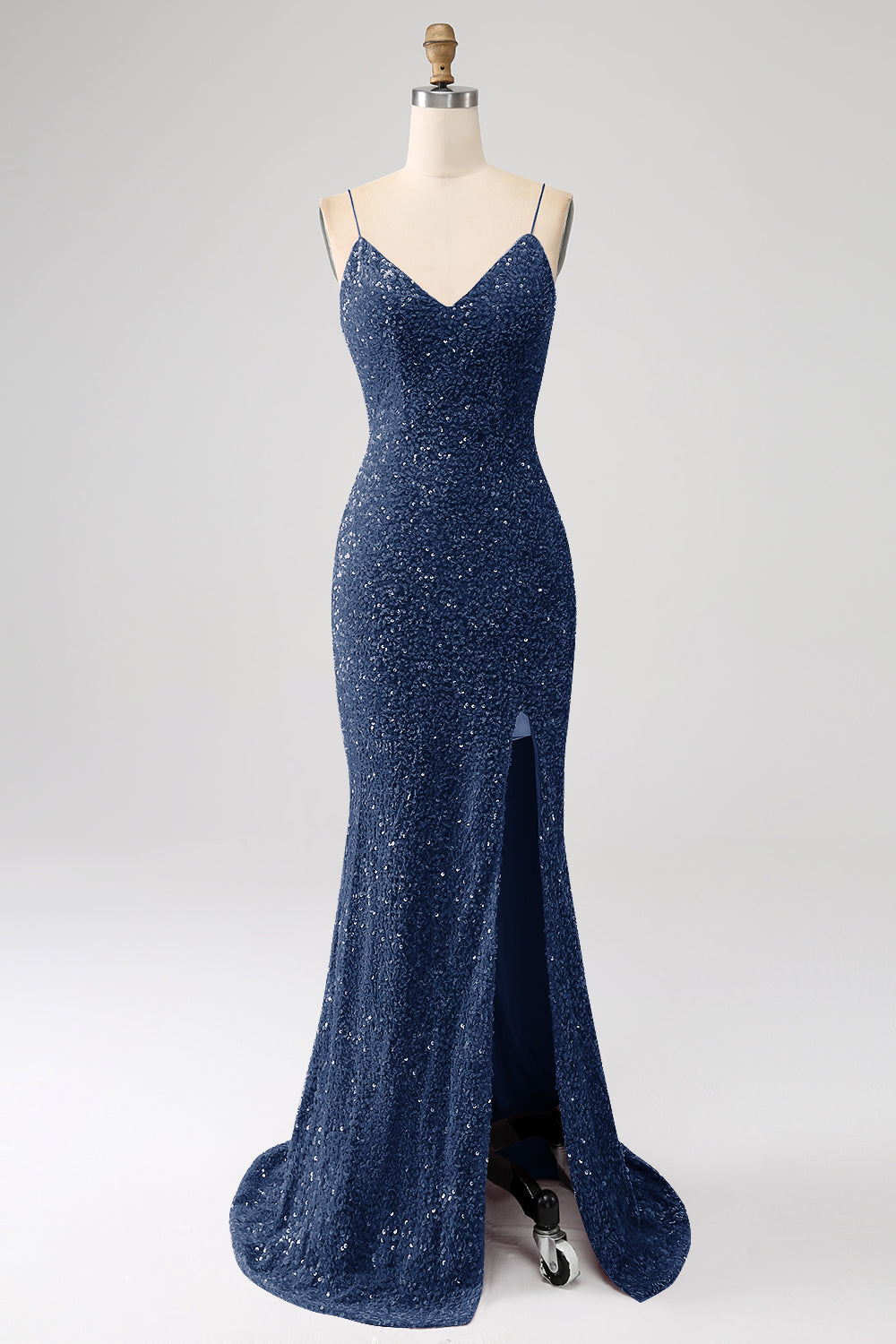 Wedtrend Women Royal Blue Long Prom Dress Mermaid Spaghetti Straps V-Neck Sequin Evening Dress With Split WEDTREND Wedtrend Women Royal Blue Long Prom Dress Mermaid Spaghetti Straps V-Neck Sequin Evening Dress With Split WEDTREND