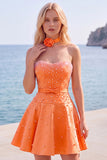 Fuchsia Sweetheart A Line Pearl Homecoming Dress with Choker