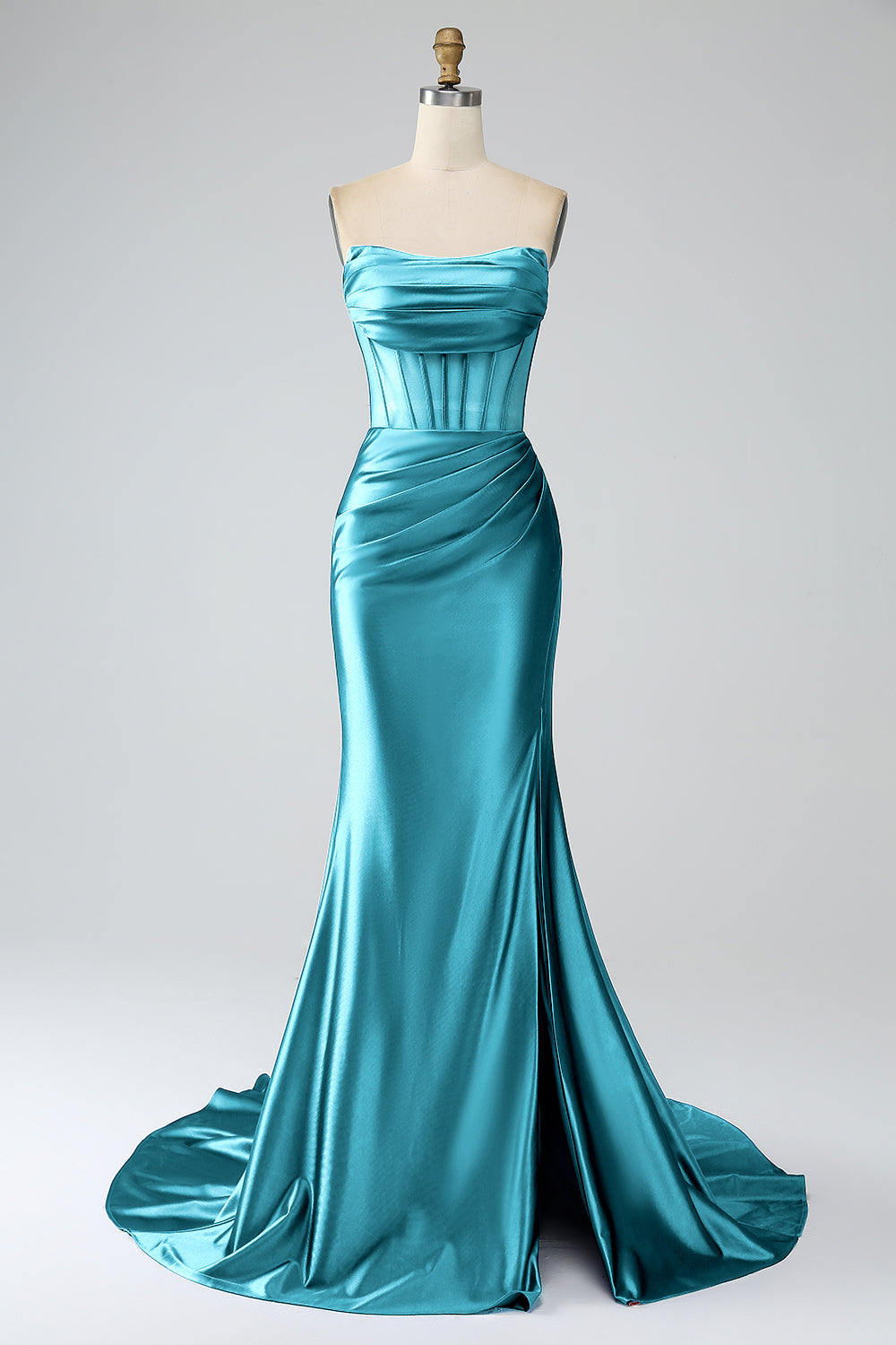 blue strapless pleated dress Clouds Of Love Strapless Pleated Maxi Dress Blue
