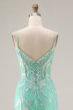 Mint Green Mermaid Sequin Embroidered Long Prom Dress