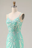 Mint Green Mermaid Sequin Embroidered Long Prom Dress