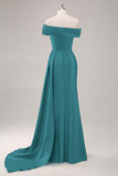 Champagne Mermaid One Shoulder Pleated Long Formal Dress with Side Streamer