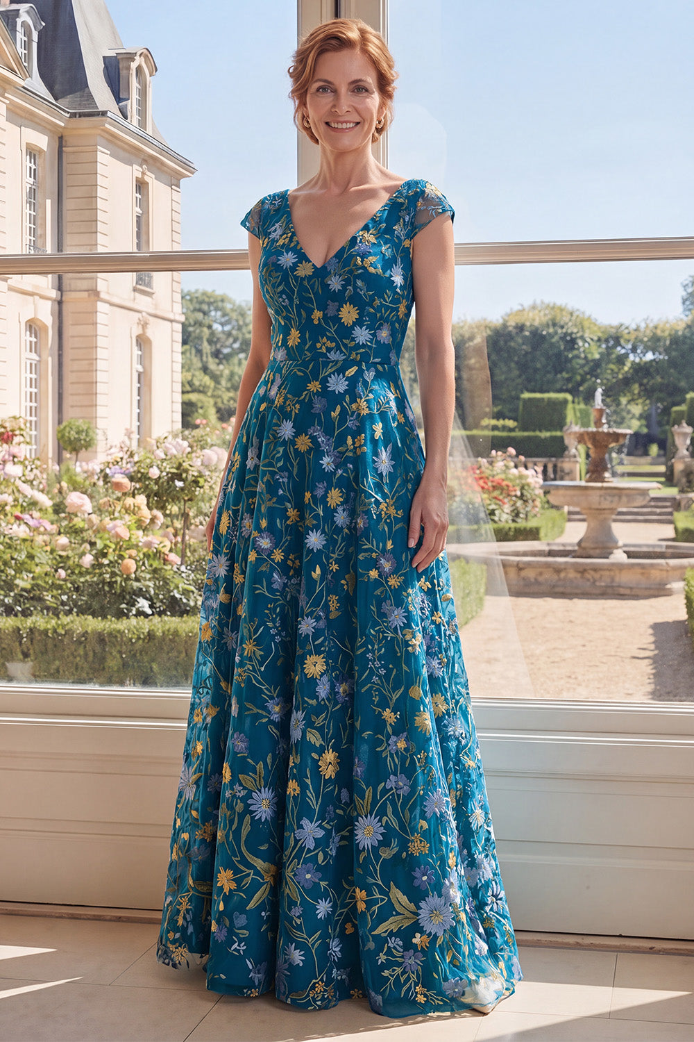 green floral mother of the bride dresses Long Formal Dress Floor Length Wedtrend Women Green Floral Mother