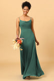 A Line Spaghetti Straps Floor-Length Chiffon Bridesmaid Dress