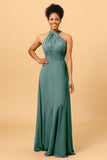 A Line Convertible Floor-Length Chiffon Bridesmaid Dress