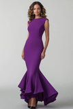 Dark Green Bateau Neck Mermaid Formal Dress With Ruffles