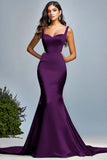 Black Satin Mermaid Long Formal Dress